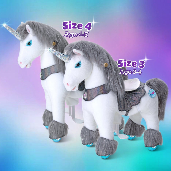 Model Y® Grey Unicorn Rideable Toy for Age 4-7