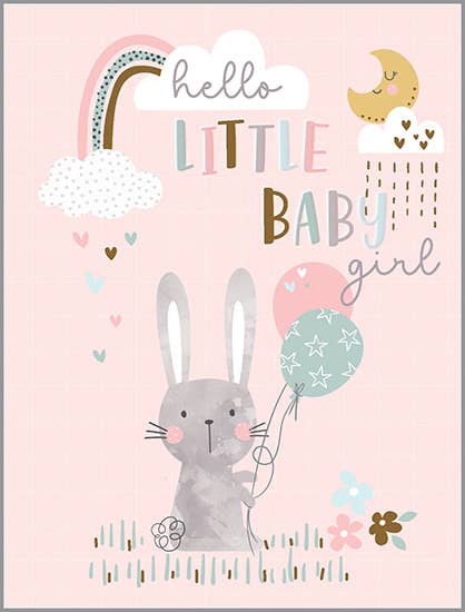 Baby Greeting Card - Bunny & Balloons