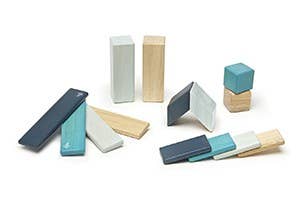 14 Piece Magnetic Wooden Block Set-Blues
