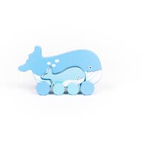 Whale Mommy and Baby Wooden Roller