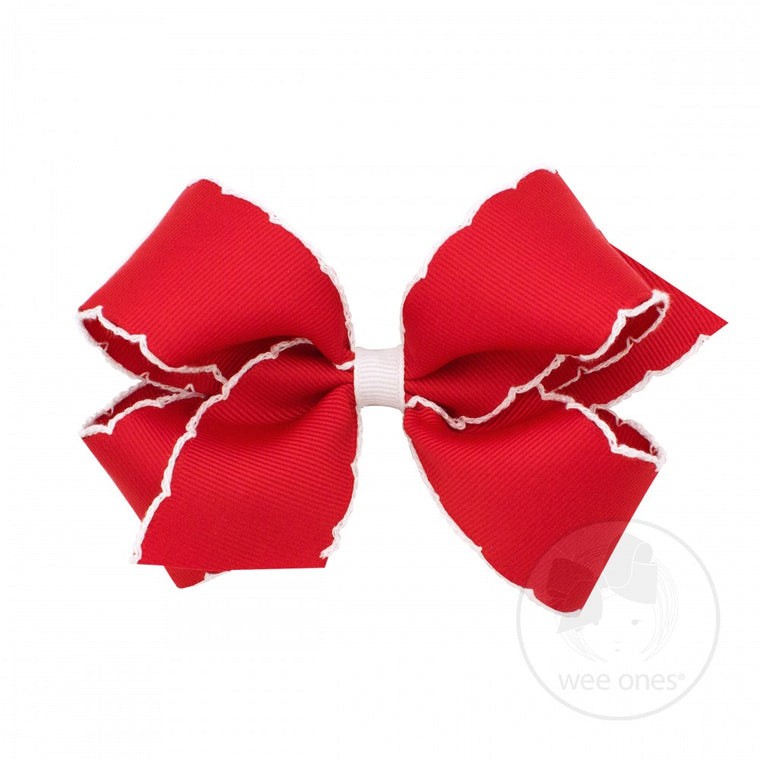Wee Ones Medium Moonstitch Bow-Royal Red