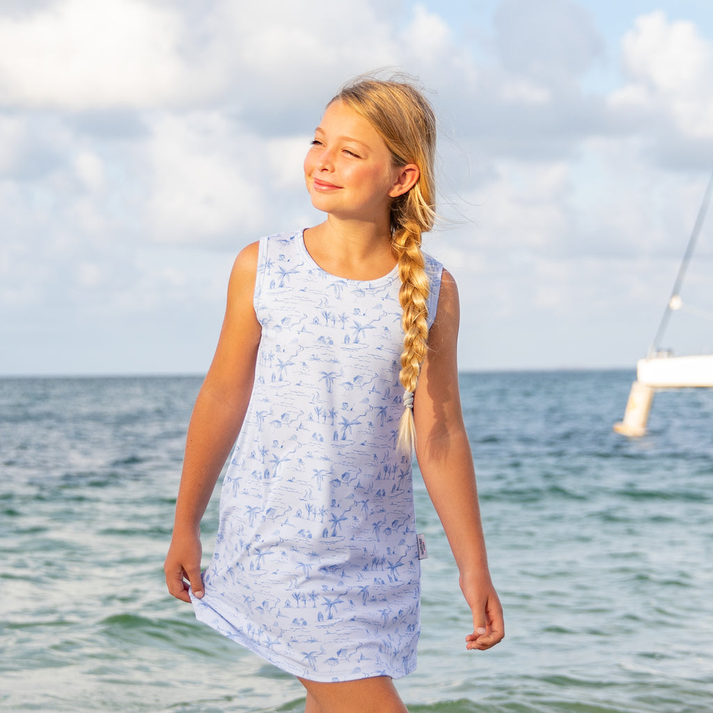 Tide Toile Play Dress-Chatham Bars Blue