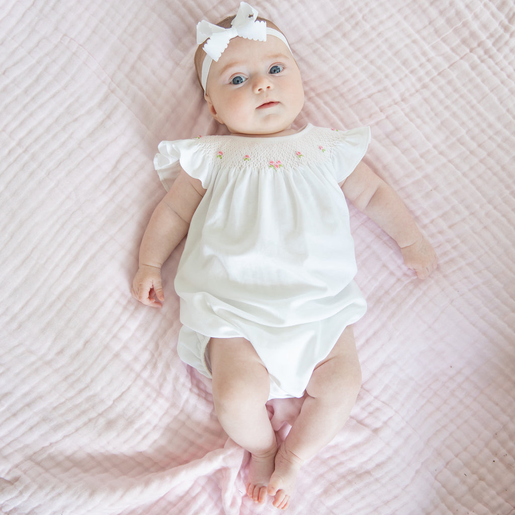 Beach Rose Smocked Pima Bubble-Classic White