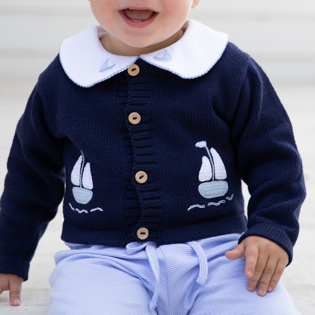 Tradewinds Embroidered Collar Bodysuit-Blue Boat