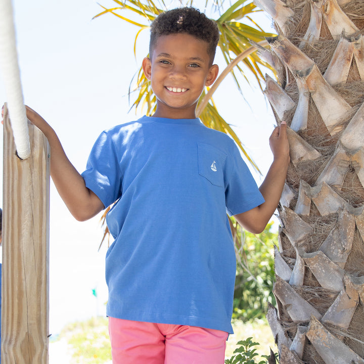 Tisbury Tee-Ultramarine with Light Blue Sailboat
