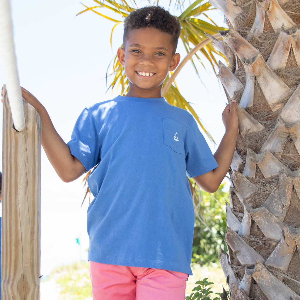 Tisbury Tee-Ultramarine with Light Blue Sailboat