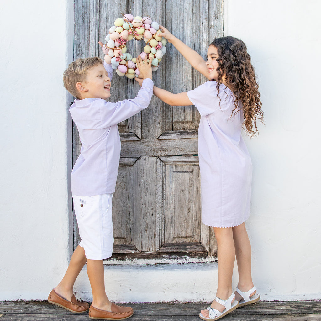 Chambray Shift Dress-Lilac