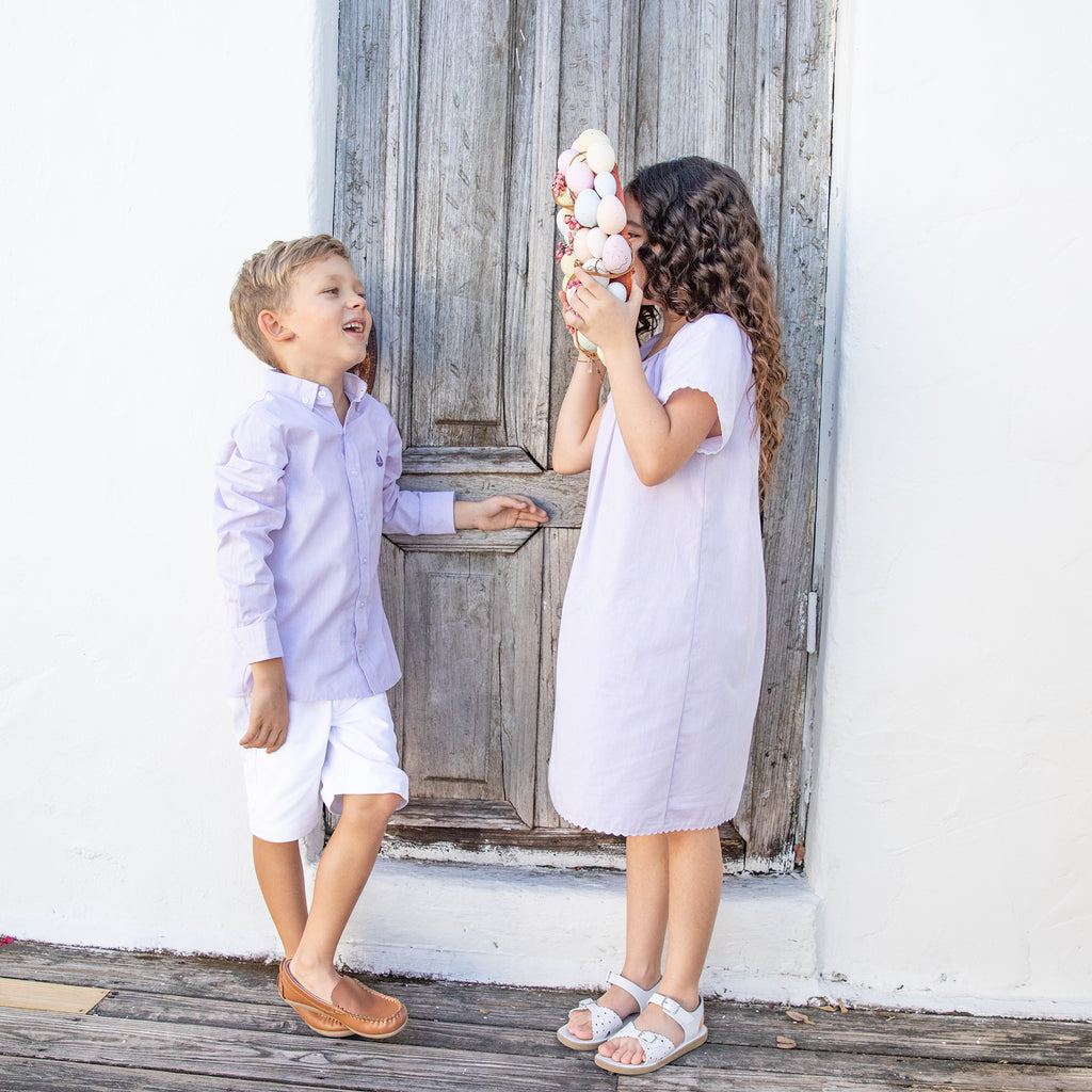 Chambray Shift Dress-Lilac