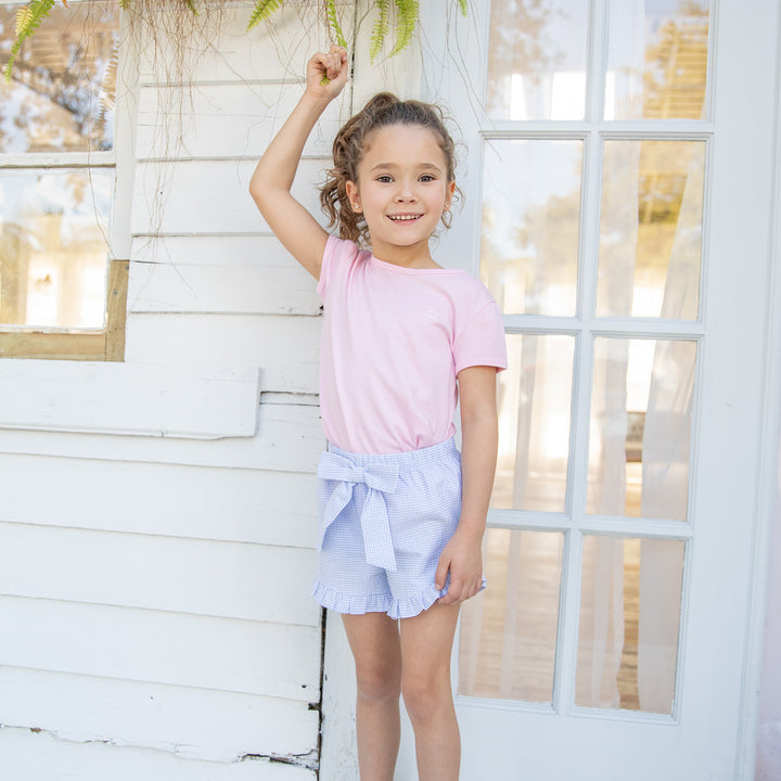 Shelby Seersucker Shorts-Blue Seersucker Check