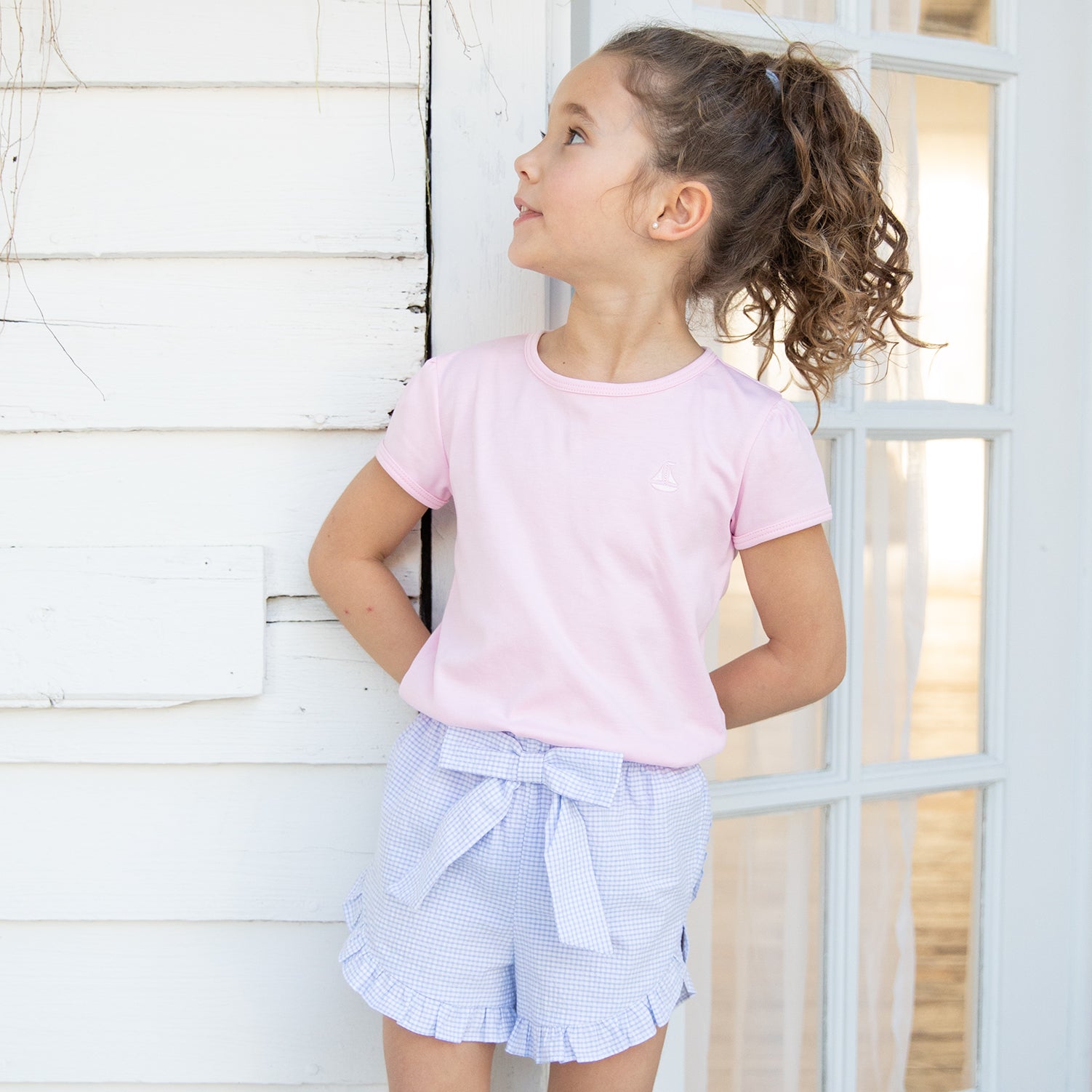 Shelby Seersucker Shorts Blue Seersucker Check Nantucket Kids