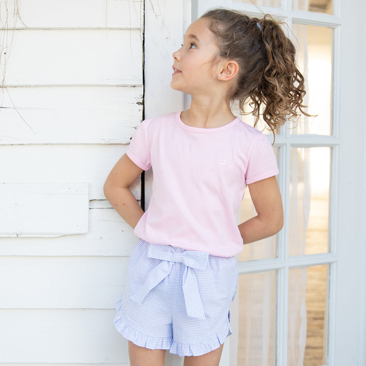 Shelby Seersucker Shorts-Blue Seersucker Check