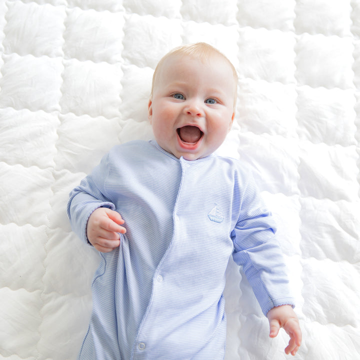 Striped Pima Footed Romper-Chatham Bars Blue Stripe