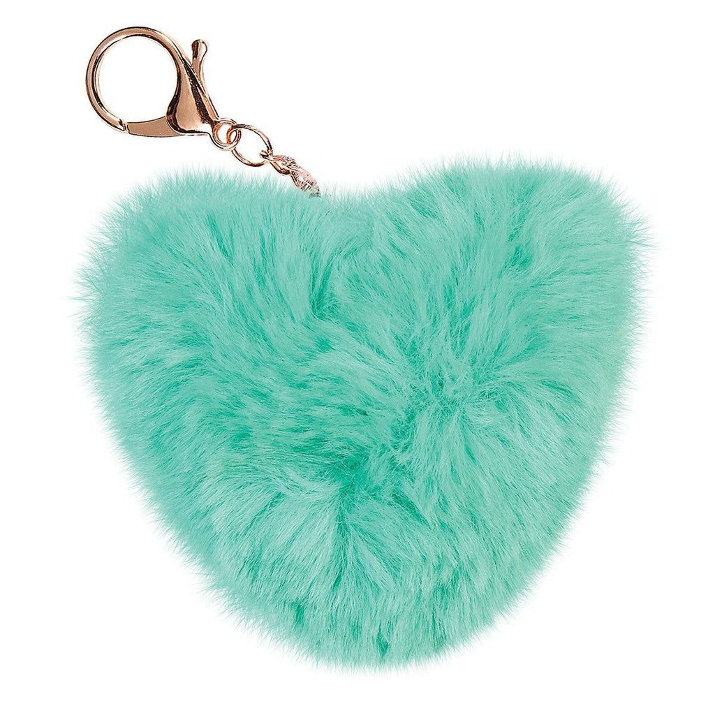 Turquoise Heart Pom-Pom Clip