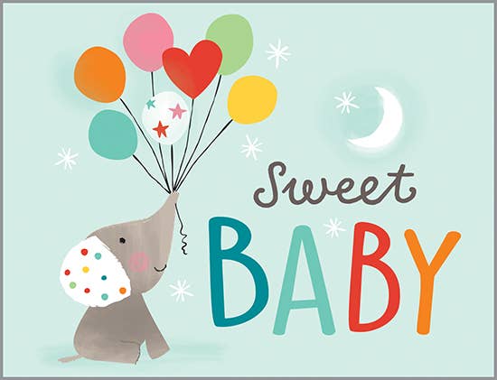 Baby Greeting Card - Elephants and Balloons