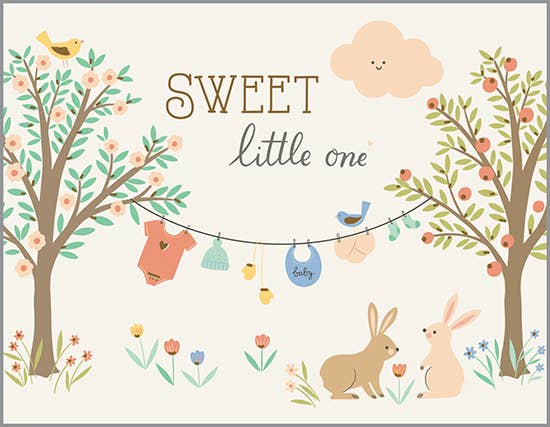 Baby Greeting Card - Clothesline