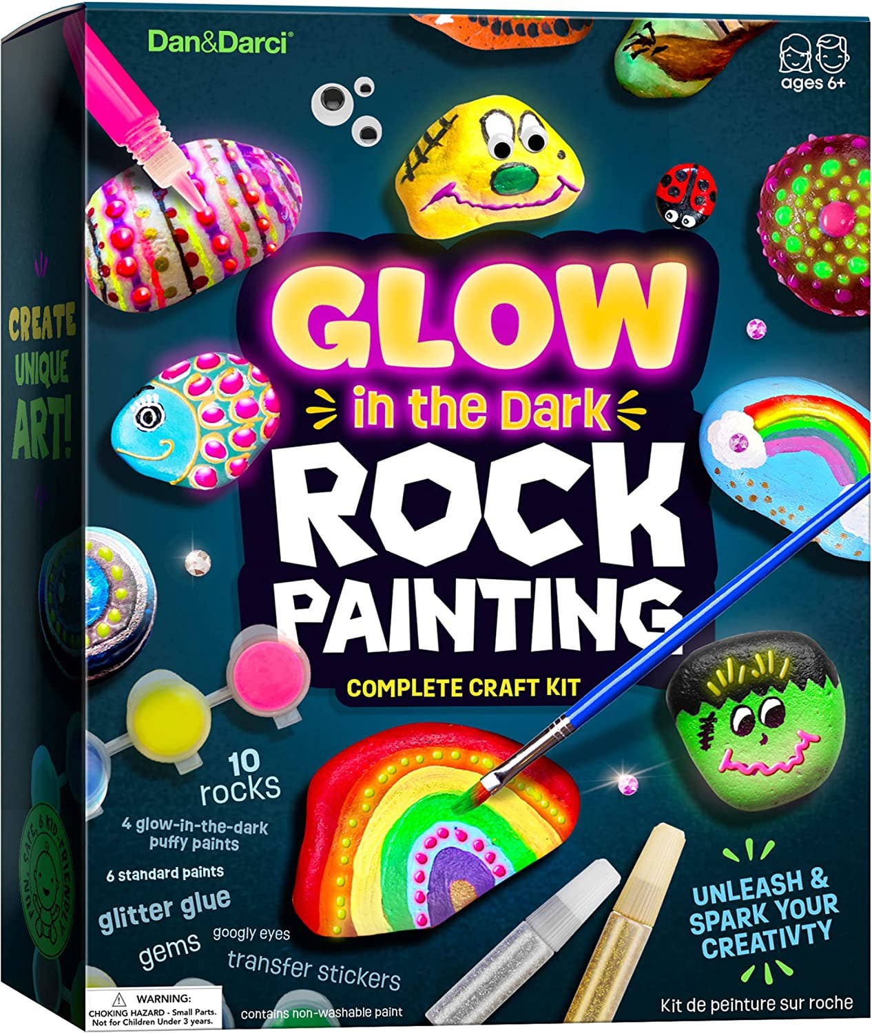 Kids Rock Painting Kit - Glow in The Dark - Arts & Crafts - Nantucket Kids