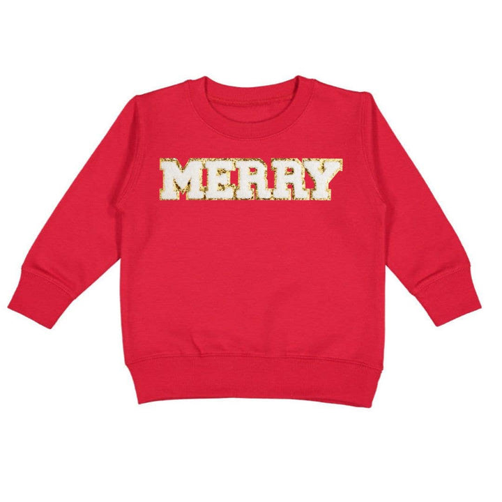 Merry Patch Christmas Sweatshirt - Kids Holiday Sweatshirt: 4T