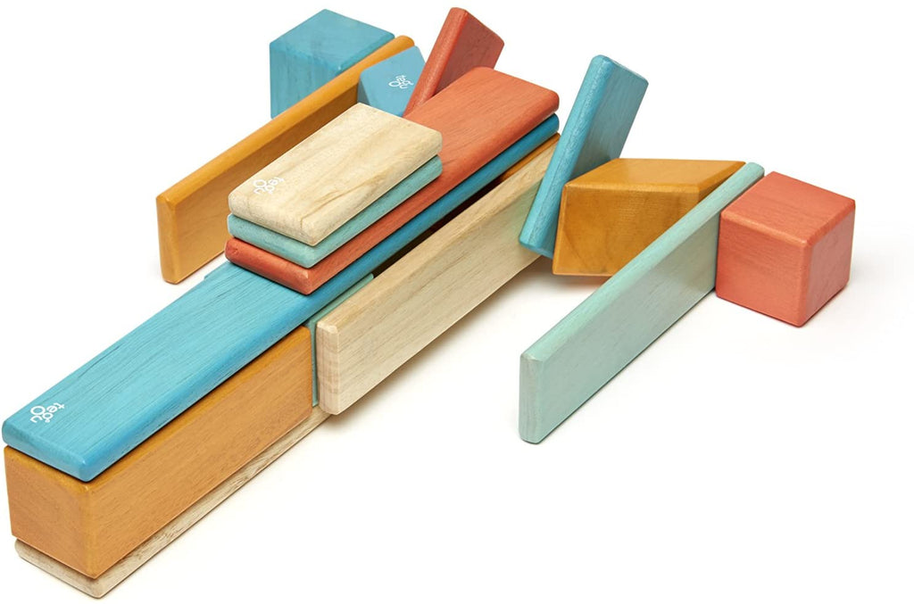 24 Piece Magnetic Wooden Block Set-Sunset