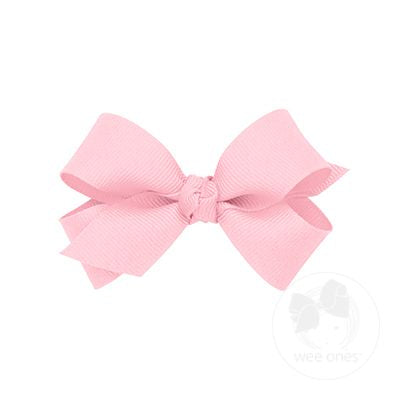 Wee Ones Mini Classic Grosgrain Girls Hair Bow (Knot Wrap) Light Pink