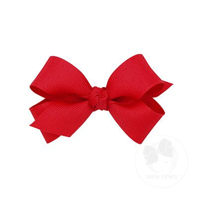 Wee Ones Mini Classic Grosgrain Girls Hair Bow (Knot Wrap) Red