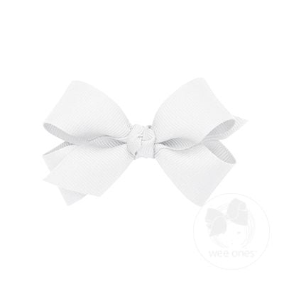 Wee Ones Mini Classic Grosgrain Girls Hair Bow (Knot Wrap) White