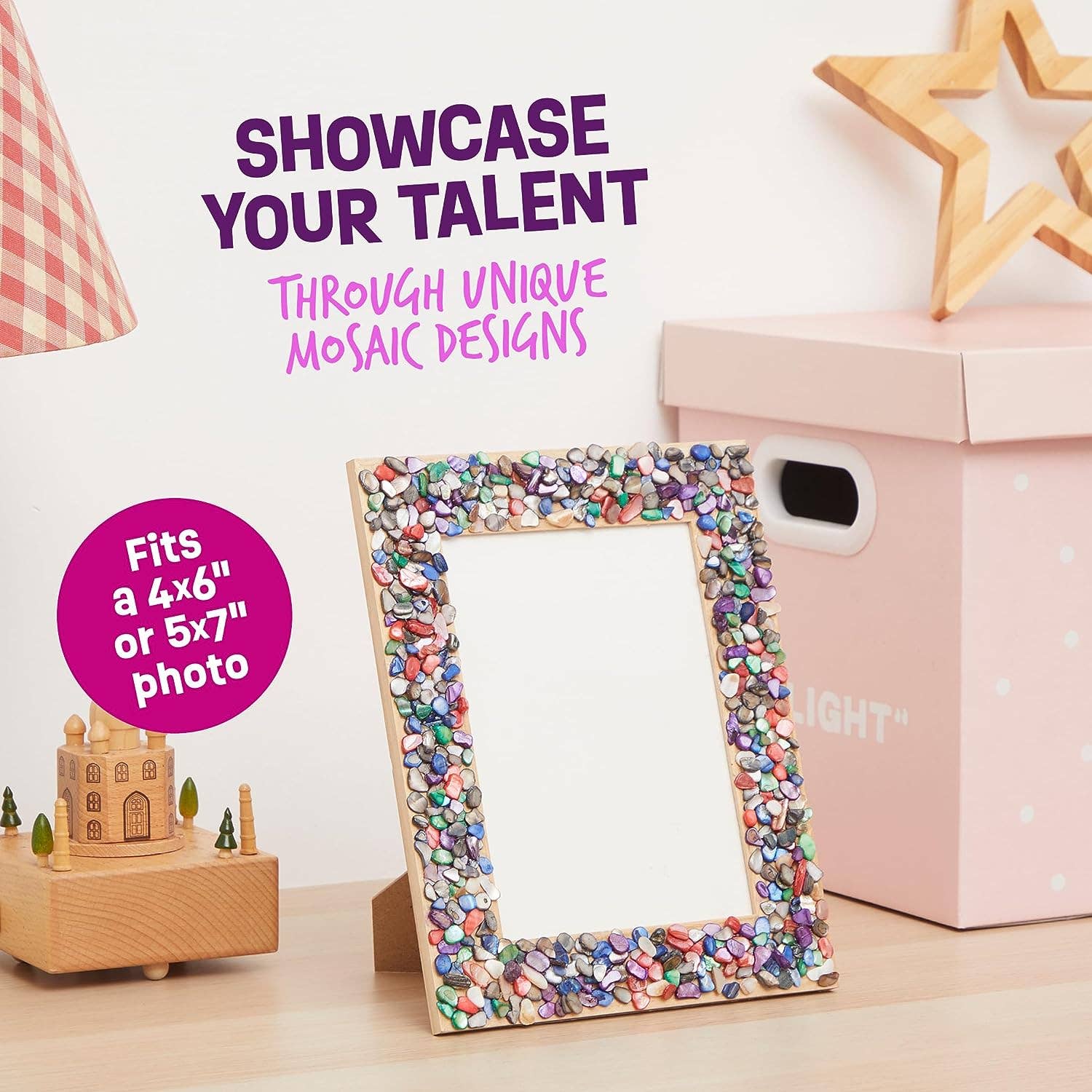  DIY Mosaic Picture Frame Kit for Kids,Arts and Crafts for Kids  Ages Fun DIY Craft Kits for Girls Ages 6-8 Years Old,Arts & Crafts for Kids  & Tweens-Tweens,Gifts of 6-8,8-12,10-12 