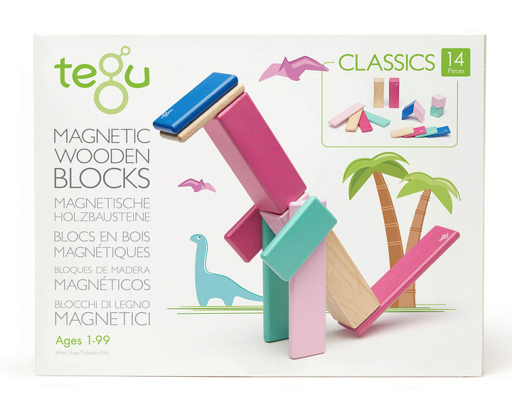 14 Piece Magnetic Wooden Block Set-Blossom