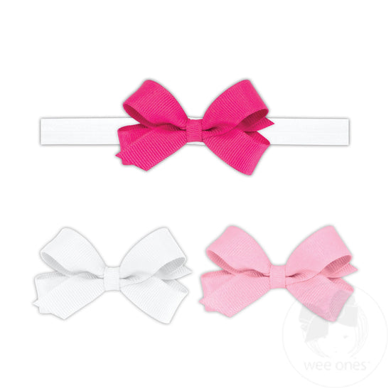 Wee Ones Three-Pack Tiny Hair Bows with Add-A-Bow Band