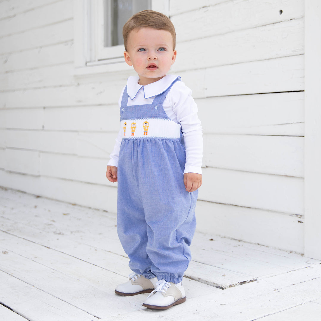 Nantucket Nutcracker Smocked Oxford Romper