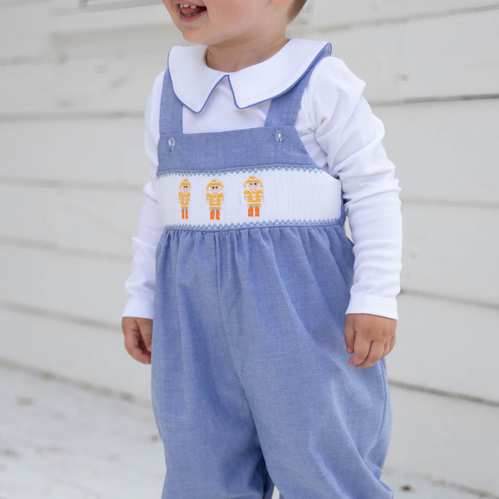 Nantucket Nutcracker Smocked Oxford Romper