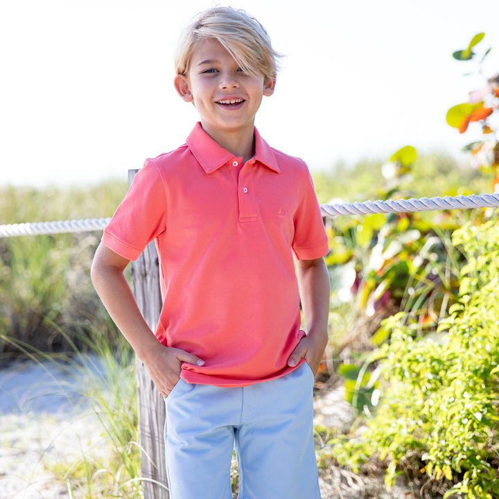 Set Sail Pique Polo-Coral Reef
