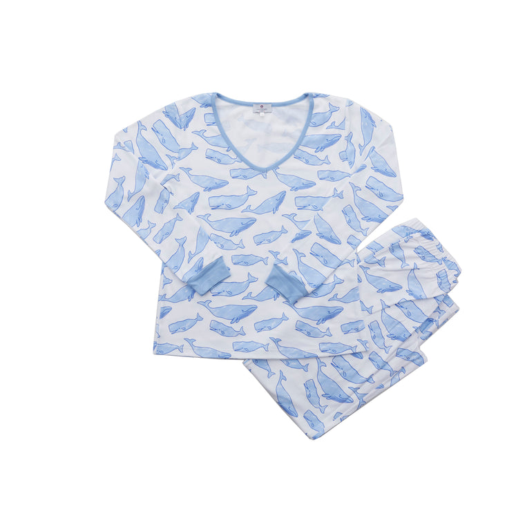 Women's Watercolor Whales Pajamas-2 Piece Set