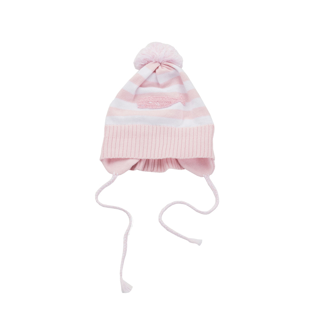 Whale Watch Pima Pom Pom Hat-Classic White/Pink