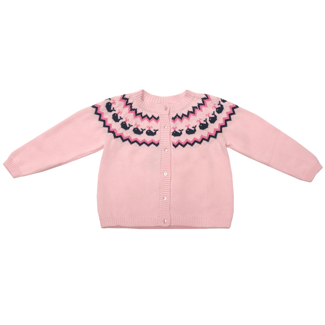 Whale Watch Fair Isle Cardigan-Pink