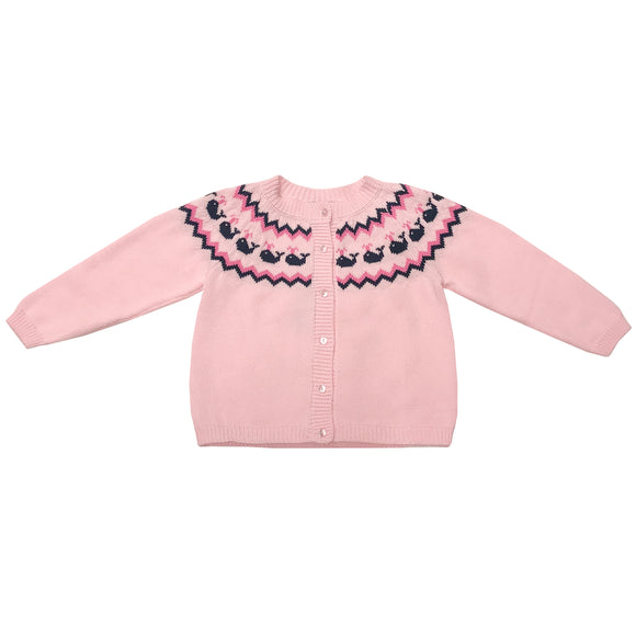 Whale Watch Fair Isle Cardigan-Pink