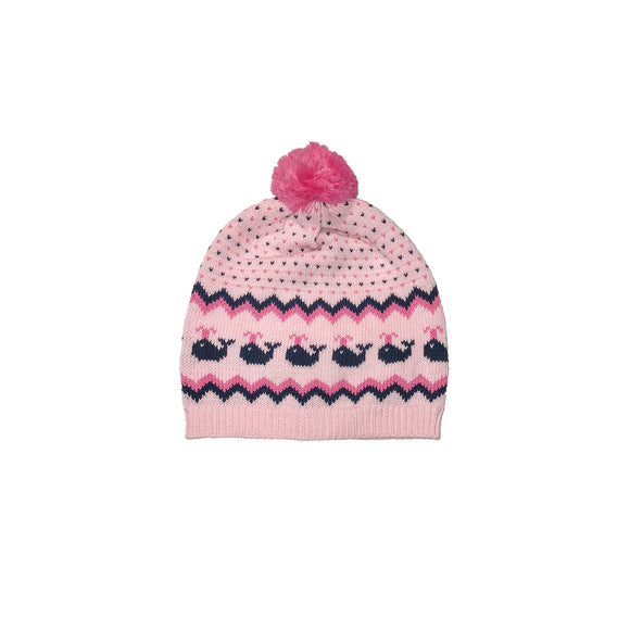 Whale Watch Fair Isle Pom Pom Hat-Pink