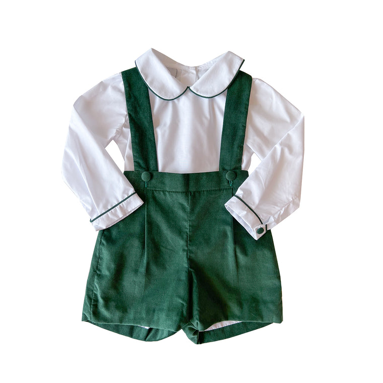 Samuel Suspender Shorts and Shirt Set-Hunter Green