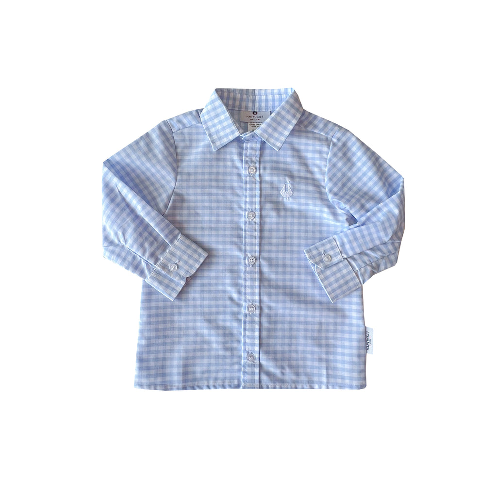 Boy's Button Down Shirt-Chatham Bars Blue Gingham