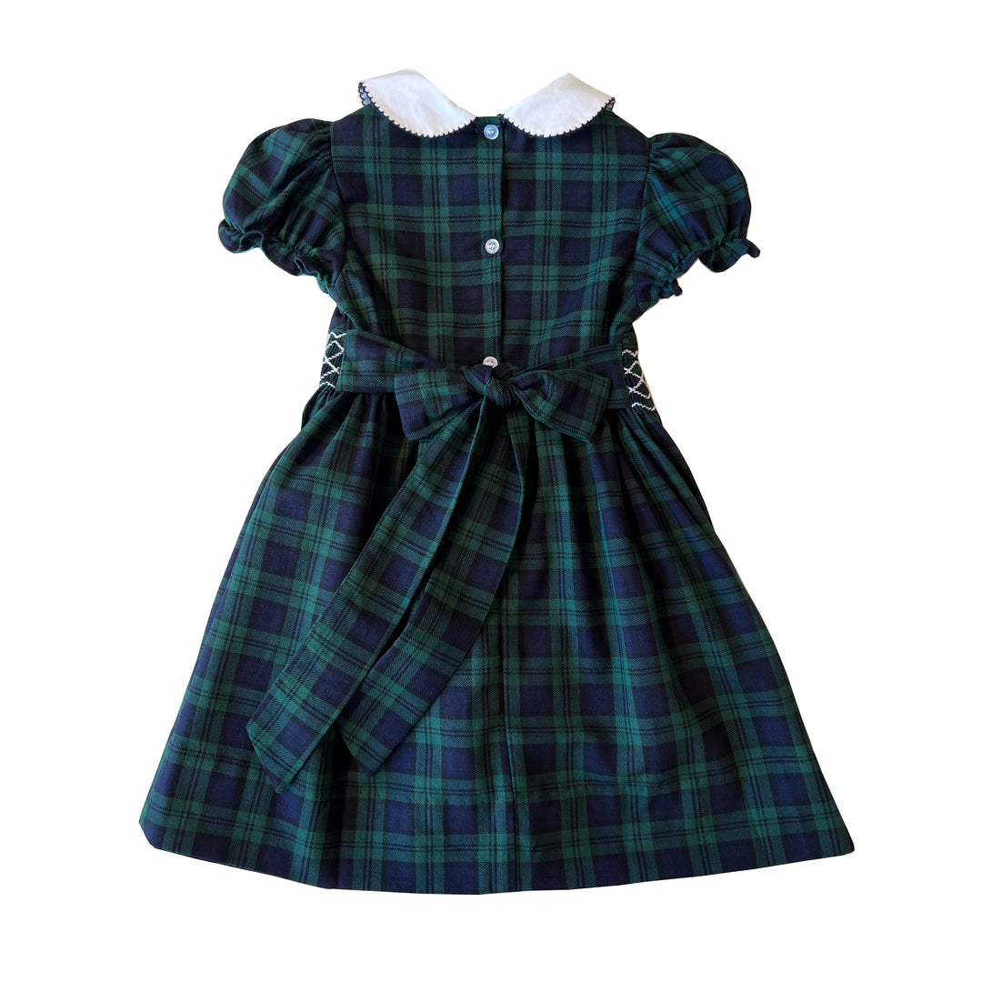 Adelyn Smocked Dress-Blackwatch Plaid