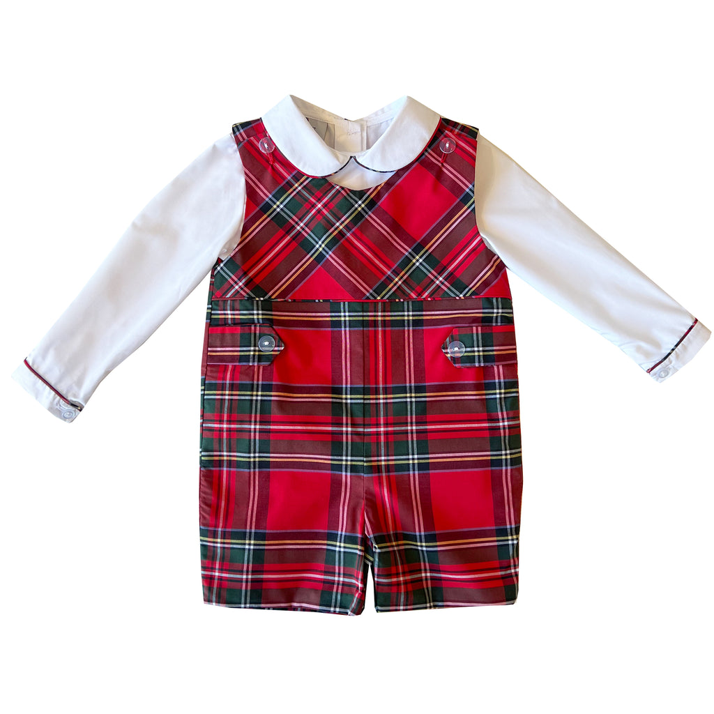 Sawyer Shortall and Shirt Set-Royal Red Tartan