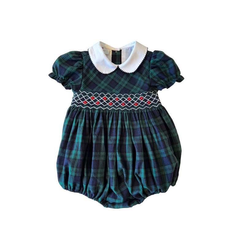 Adelyn Smocked Bubble-Blackwatch Plaid