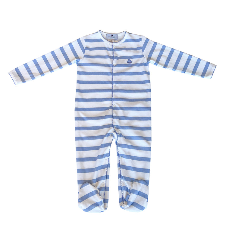 Portside Stripe Footed Romper-Ultramarine