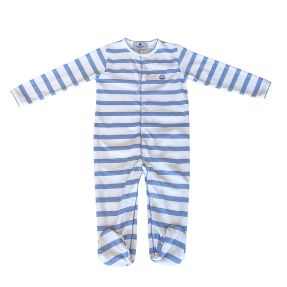 Portside Stripe Footed Romper-Ultramarine