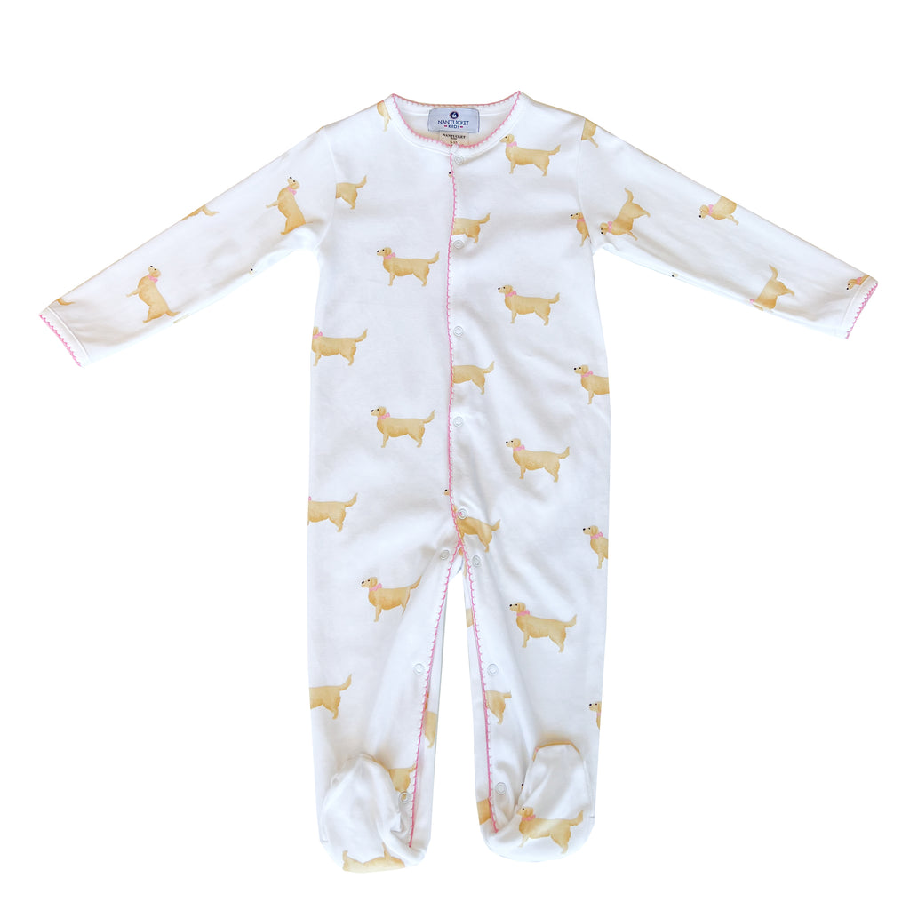 Goldie The Retriever Footed Romper-Pink