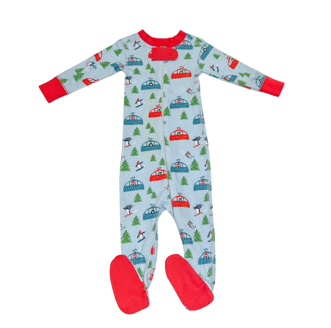 Hit The Slopes Pima 1-Piece Footie-Blue