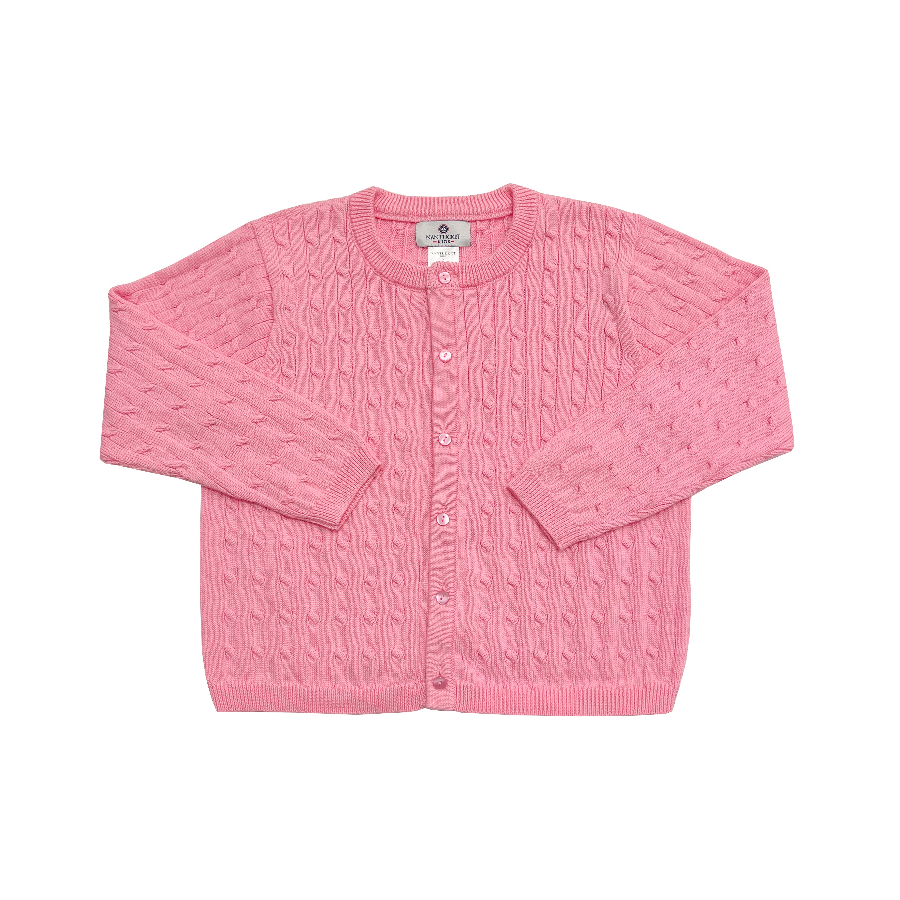 Pima Cable Knit Cardigan-Pocomo Pink - Nantucket Kids