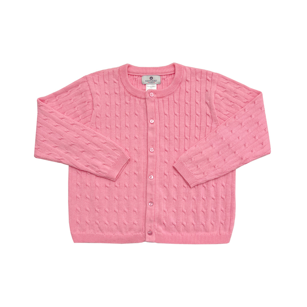 Pima Cable Knit Cardigan-Pocomo Pink