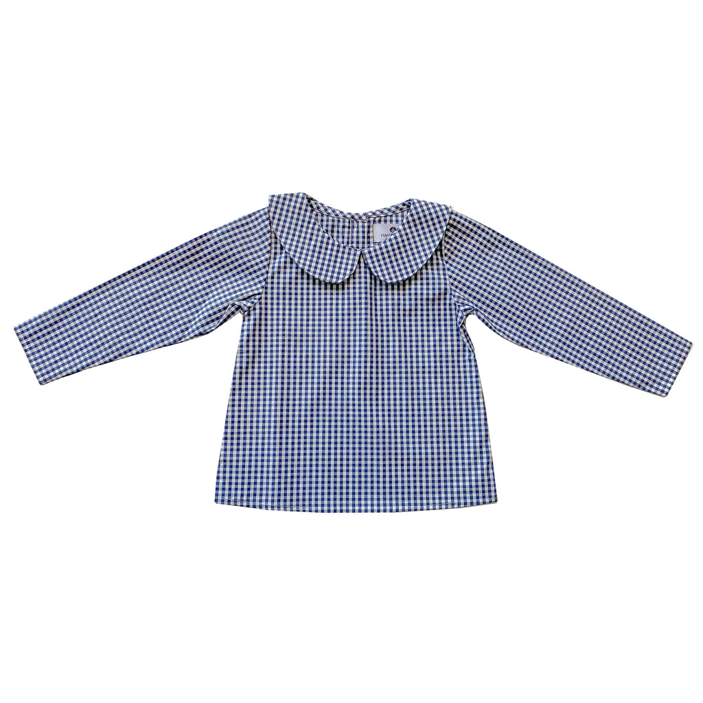 Peter Pan Collar Shirt-Nautical Navy Gingham