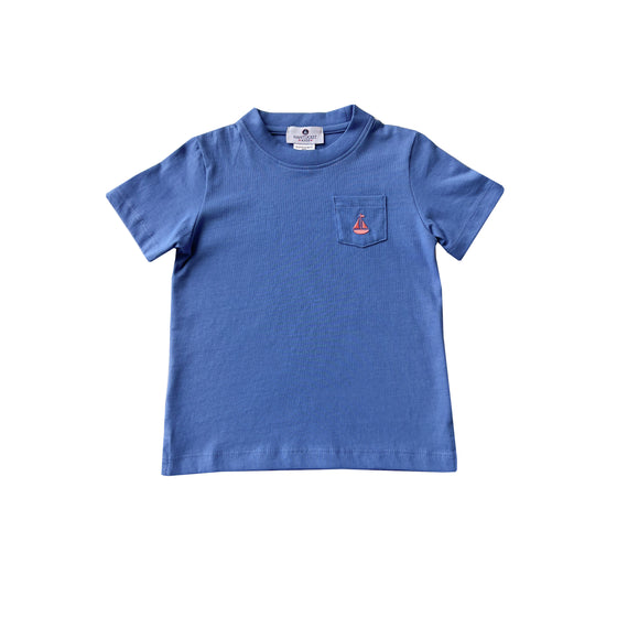 Tisbury Tee-Ultramarine with Flamingo Sailboat