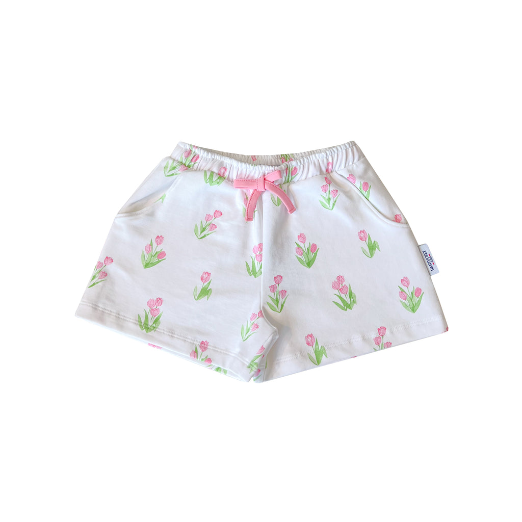 French Terry Play Shorts-Tisbury Tulips